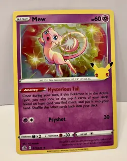 Pokemon TCG Celebrations Mew 11/25 Holo Rare 25th Anniversary Edition - Image 1