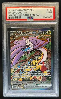 2025 Pokemon SV Prismatic Evolutions Raging Bolt ex #166/131 PSA 9 - Image 1