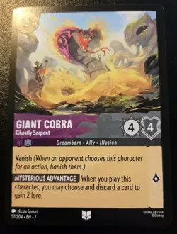 Giant Cobra - Ghostly Serpent 57/204 Uncommon Archazia's Island Disney Lorcana - Image 1
