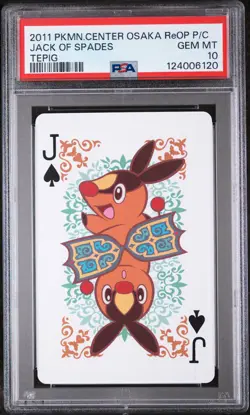 2011 POKEMON CENTER OSAKA REOPENING PLAYING CARDS TEPIG JACK OF SPADES PSA 10 - Image 1