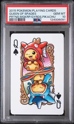 2015 POKEMON PLAYING CARDS PRETEND MAGIKARP & GYARADOS QUEEN OF SPADES PSA 10 - Image 1