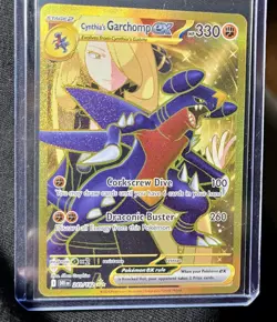 Pokemon Destined Rivals Cynthia's Garchomp EX Gold Hyper Rare Card 241/182 - Image 1