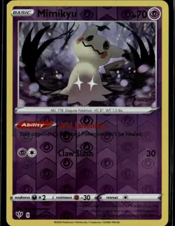 Mimikyu Rare SWSH03: Darkness Ablaze 081/189 Psychic Reverse Holo Pokemon Card - Image 1