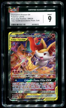 CGC 9 Charizard & Braixen GX Full Art Promo 2019 Pokemon Card #SM230 - Image 1