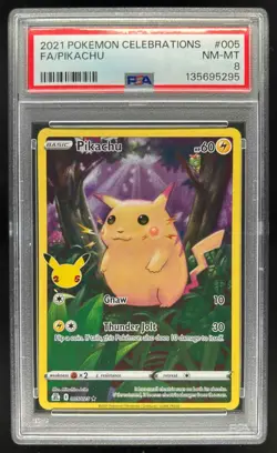 2021 Pokemon SWSH Celebrations Pikachu Holo #005/025 PSA 8 - Image 1