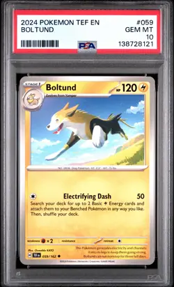 2024 POKEMON TEF EN-TEMPORAL FORCES #059 BOLTUND PSA 10 - Image 1
