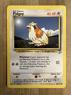 Pokemon TCG Pidgey Base Set 2 86/130 Regular Unlimited Common HP - Image 1