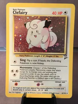 Pokemon TCG Clefairy 5/102 Base Set 2 Unlimited Holo Rare VTG WOTC 1999 LP/MP - Image 1