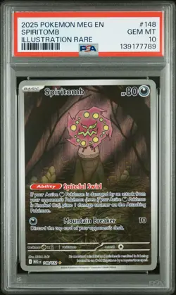 2025 POKEMON MEG EN-MEGA EVOLUTION ILLUSTRATION RARE #148 SPIRITOMB PSA 10 - Image 1