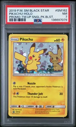 2019 POKEMON SM BLACK STAR PROMO TEAM UP SINGLE PACK BLISTERS PIKACHU-HOLO PSA 7 - Image 1