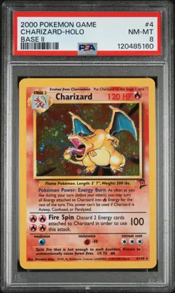 2000 POKEMON BASE SET 2 #4 CHARIZARD-HOLO PSA 8 - Image 1