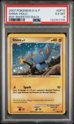 2007 POKEMON DIAMOND & PEARL BLACK STAR PROMO INVERTED BACK SHINX-HOLO PSA 6 - Image 1