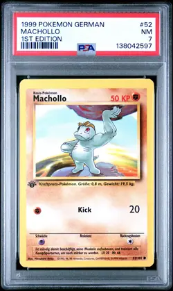 1999 POKEMON GERMAN 1ST EDITION #52 MACHOLLO PSA 7 - Image 1
