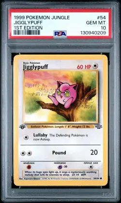 1999 Pokemon Jungle #54 Jigglypuff 1st Edition PSA 10 GEM MINT - Image 1