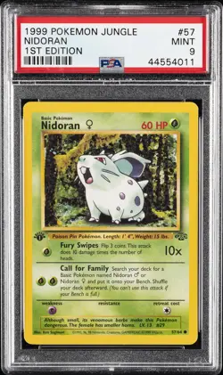 1999 POKEMON JUNGLE 1ST ED #57 NIDORAN PSA 9 - Image 1