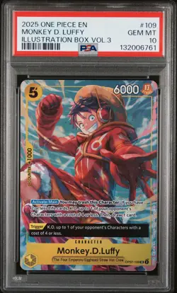 2025 ONE PIECE PROMOS ILLUSTRATION BOX VOL.3 #109 MONKEY D. LUFFY PSA 10 - Image 1