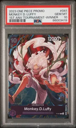 One Piece TCG - Monkey.D.Luffy - 1st Anniversary Winner - P-041 - PSA 10 - Image 1