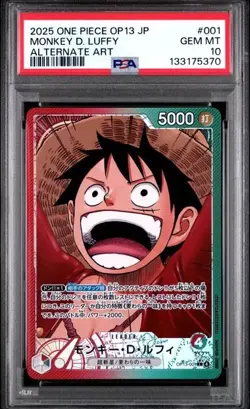 Monkey D. Luffy OP13-001 Japanese One Piece Carrying on His Will Alt Art- PSA 10 - Image 1