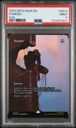 2025 MTG MARVEL'S SPIDER-MAN: SOURCE MATERIAL FOIL #0013 PONDER PSA 9 - Image 1