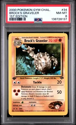 2000 POKEMON GYM CHALLENGE 1ST EDITION #34 BROCK'S GRAVELER PSA 8 - Image 1
