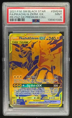 2016-19 Pokemon SM Black Star Promos Pikachu & Zekrom Tag Team #SM248 PSA 9 - Image 1