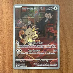Pokemon TCG Destined Rivals Team Rockets Meowth Illustration Rare 203/182 NM - Image 1