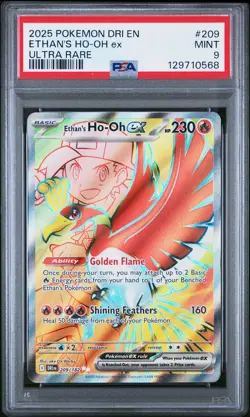 2025 POKEMON DRI EN-DESTINED RIVALS ULTRA RARE #209 ETHAN'S HO-OH EX PSA 9 - Image 1