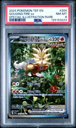 2024 POKEMON TEF SPECIAL ILLUSTRATION RARE #204 GOUGING FIRE EX PSA 8 - Image 1