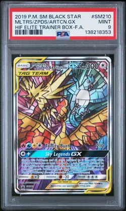 2019 POKEMON SM BLACK STAR PROMO FULL ART/MOLTRES & ZAPDOS & ARTICUNO GX PSA 9 - Image 1