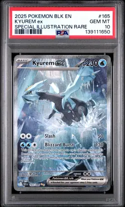 2025 POKEMON BLK EN-BLACK BOLT SPECIAL ILLUSTRATION RARE #165 KYUREM EX PSA 10 - Image 1