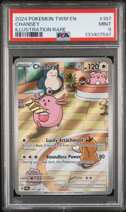 2024 POKEMON TWM EN-TWILIGHT MASQUERADE ILLUSTRATION RARE #187 CHANSEY PSA 9 - Image 1