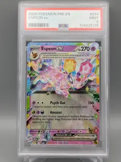 2025 Pokemon Pre En Prismatic Evolutions Espeon ex 034/131 PSA 9 - Image 1