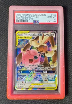 Pokemon Mega Lopunny & Jigglypuff GX 165 Cosmic Eclipse PSA 10 GEM MINT - Image 1