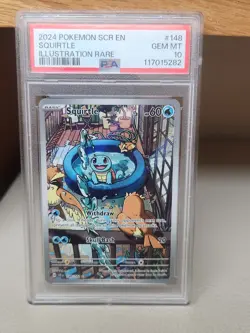 PSA 10 Squirtle 148/142 Stellar Crown Illustration Rare Pokemon Card - Image 1