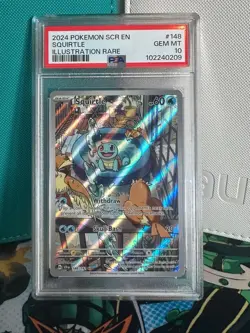 Pokemon Squirtle Card Stellar Crown Illustration 148/142, PSA 10 Gem Mint - Image 1