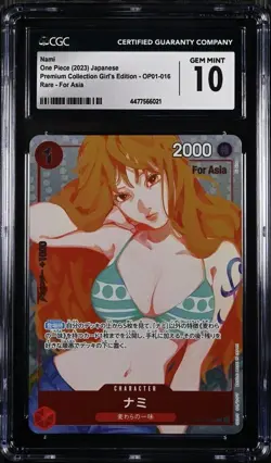 CGC 10 Nami OP01-016 Premium Card Collection Girls Edition Asia ONE PIECE（6） - Image 1