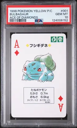 1998 POKEMON YELLOW VERSION PLAYING CARDS ACE OF DIAMONDS #001 BULBASAUR PSA 10 - Image 1