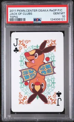 2011 POKEMON CENTER OSAKA REOPENING PLAYING CARDS TEPIG JACK OF CLUBS PSA 10 - Image 1