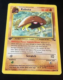 Pokemon TCG Kabuto 50/62 Fossil 1999 1st Edition - Image 1