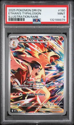 2025 POKEMON DRI EN-DESTINED RIVALS ILLUSTRATION RARE ETHAN'S TYPHLOSION PSA 9 - Image 1