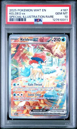 2025 POKEMON WHT EN-WHITE FLARE SPECIAL ILLUSTRATION RARE #167 KELDEO EX PSA 10 - Image 1