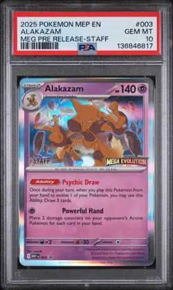 2025 POKEMON MEP EN-ME BLACK STAR PROMO | ALAKAZAM STAFF STAMPED #003 PSA 10 - Image 1