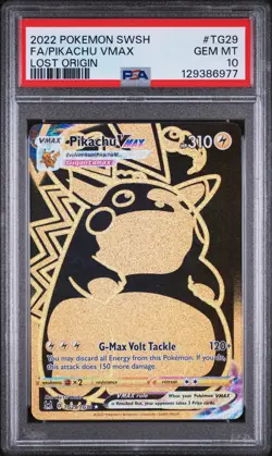 2022 POKEMON SWORD & SHIELD LOST ORIGIN #TG29 FULL ART/PIKACHU VMAX PSA 10 - Image 1