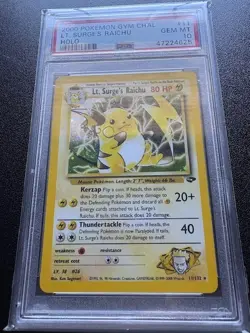 Lt. Surge's Raichu Gym Challenge 11/132 Holo Pokemon 2000 PSA 10 - Great Swirl - Image 1