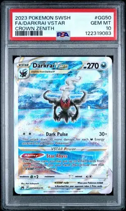 2023 Pokemon Sword & Shield Full Art Darkrai Vstar Crown Zenith #GG50 PSA 10 Gem - Image 1