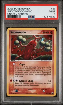 2005 POKEMON EX UNSEEN FORCES #15 SUDOWOODO-HOLO PSA 9 - Image 1