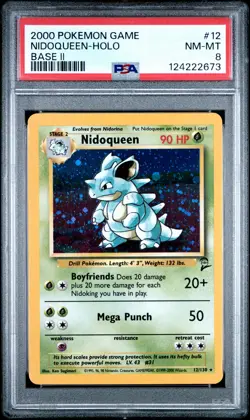 2000 POKEMON BASE SET 2 #12 NIDOQUEEN-HOLO PSA 8 - Image 1