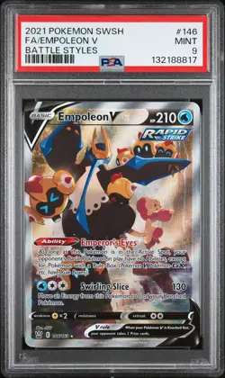 2021 POKEMON SWORD & SHIELD BATTLE STYLES #146 FULL ART/EMPOLEON V PSA 9 - Image 1
