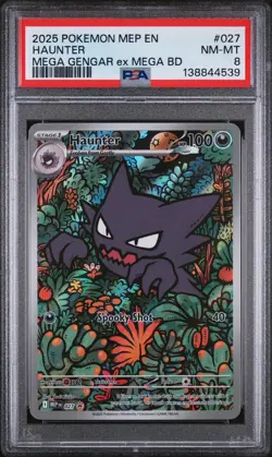 2025 POKEMON MEP MEGA GENGAR EX MEGA BATTLE DECK PROMO #027 HAUNTER PSA 8 - Image 1
