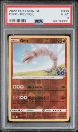 2022 POKEMON GO #036 ONIX-REVERSE FOIL PSA 9 - Image 1